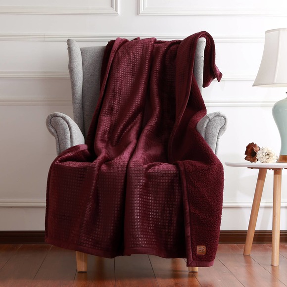 Better Homes And Gardens Bedding Oversized Sherpa Throw Burgundy Waffle Poshmark